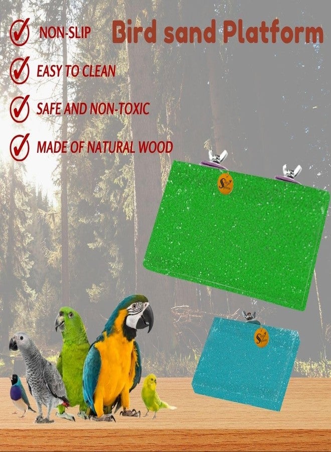 Sage Square Sand Platform Made of Natural Wood, Combo of Two (3 * 4.5 & 9 * 4.5 inches) Rectangle Shaped Perch Stand, Cage Accessories, Gym, Playful Toy, Suitable for Birds, Parrots, Budgies - Image 5